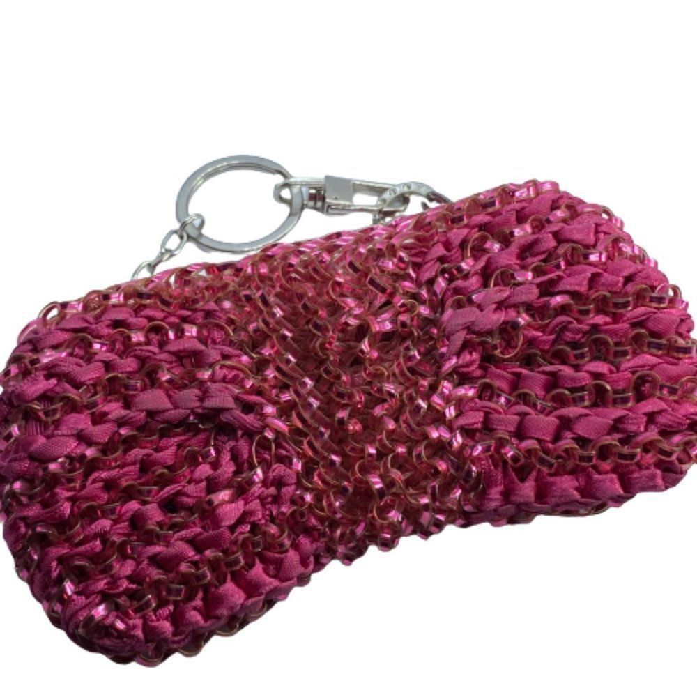 Authentic Anteprima Pink Woven Small Coin Purse / Clip On Keyring